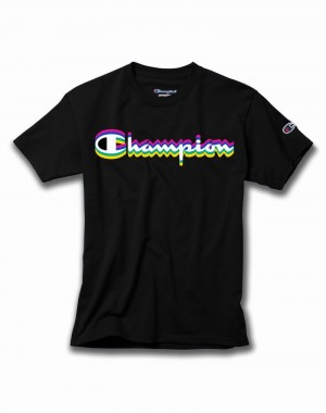 Boys' Champio Cotton T Shirts Black | W3GD89