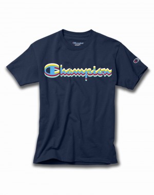 Boys' Champio Cotton T Shirts Navy | Y9NY61