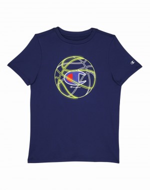 Boys' Champio Crew T Shirts Navy | M3UJ36