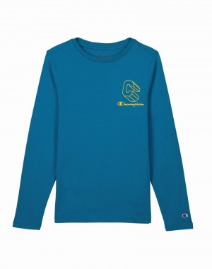 Boys' Champio Long-Sleeve T Shirts Blue | F4UF56