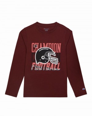 Boys' Champio Long-Sleeve T Shirts Burgundy | Y2OL02