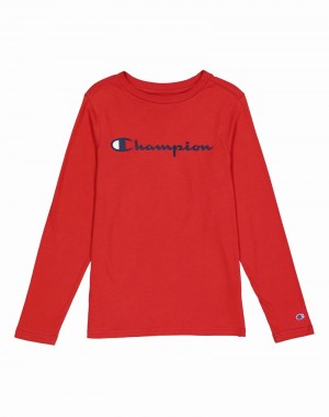 Boys' Champio Long-Sleeve T Shirts Red | K3MU30