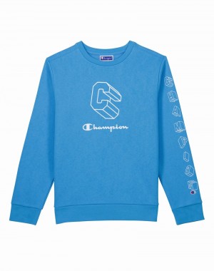 Boys' Champio Powerblend Crew Sweatshirts Blue | C0FF97