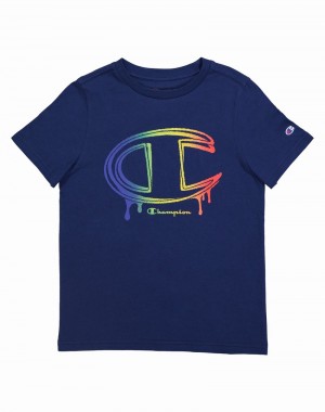 Boys' Champio Short-Sleeve T Shirts Navy | E0PY18