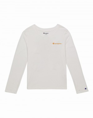 Girls' Champio Classic Long-Sleeve T Shirts White | Y1QY29