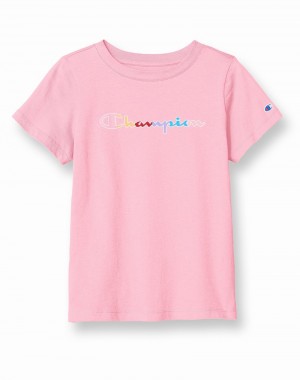 Girls' Champio Classic T Shirts Pink | F7RK76