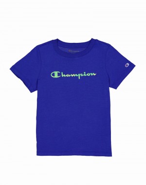 Girls' Champio Crew T Shirts Blue | P3JI22