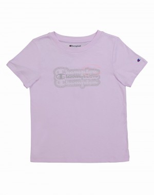 Girls' Champio Crew T Shirts Lavender | D1FY64