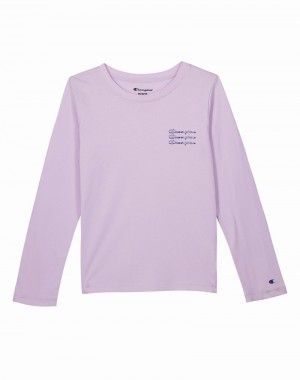 Girls' Champio Long-Sleeve T Shirts Lavender | T8KG87