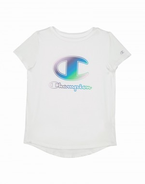 Girls' Champio Sport T Shirts White | B5JJ08