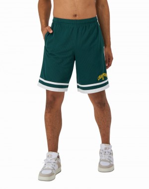 Men's Champio Basketball with Satin Piping Shorts Green | O6NE17