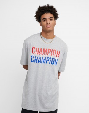 Men's Champio Big & Tall Classic Graphic T Shirts Grey | K8DB98