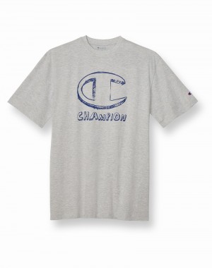 Men's Champio Big & Tall Classic T Shirts Grey | F4KO91