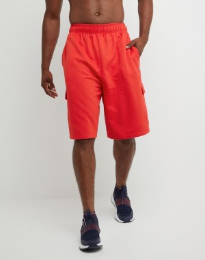 Men's Champio Big & Tall Fleece Cargo Shorts Red | N7CG37