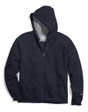 Men's Champio Big & Tall Fleece Full Zip Hoodie Black | U5LZ38