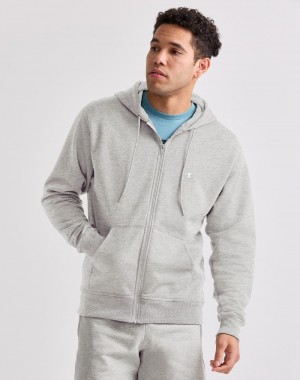 Men's Champio Classic Fleece Full Zip Hoodie Grey | O7UR31