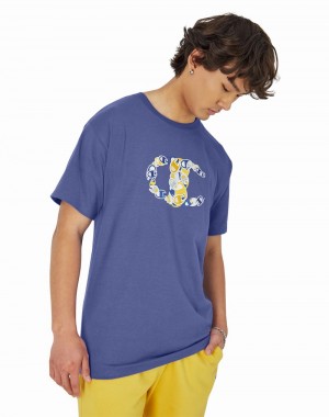 Men's Champio Classic Graphic T Shirts Blue | W3MI12