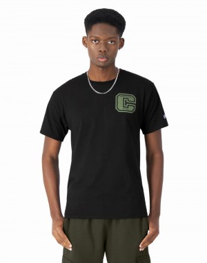 Men's Champio Classic Graphic T Shirts Black | L0DT86