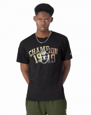 Men's Champio Classic T Shirts Black | M6JB03