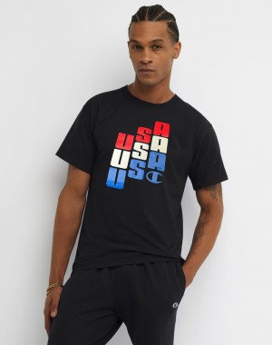 Men's Champio Classic T Shirts Black | T9TX40