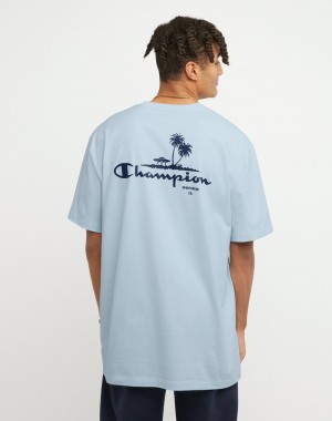 Men's Champio Classic T Shirts Blue | H3NE49