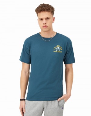 Men's Champio Classic T Shirts Blue | R3VP58