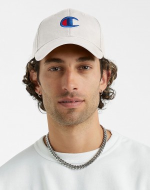 Men's Champio Classic Twill Caps White | L6CN18