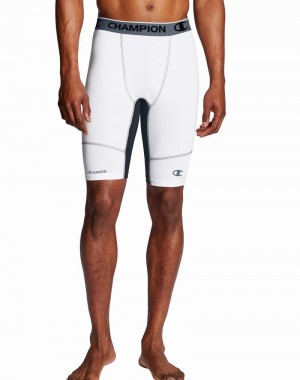 Men's Champio Compression Shorts White | E9LA63