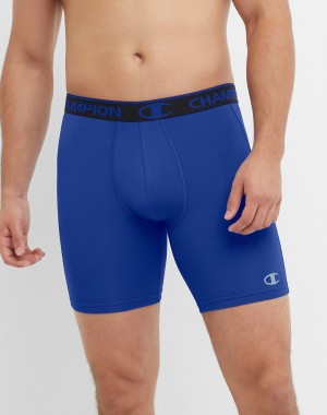 Men's Champio Compression with Total Support Pouch Shorts Blue | M6ZH19