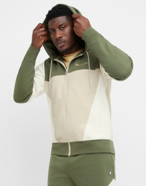 Men's Champio Flex Colorblock Hoodie Olive | B5TR00