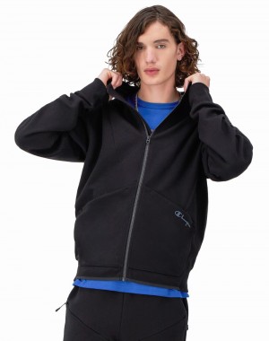 Men's Champio Flex Zip-Front Hoodie Black | E9BG99