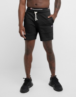 Men's Champio Global Explorer French Terry Shorts Black | X5XN46