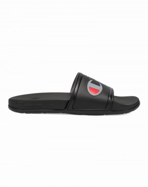 Men's Champio IPO Squish Slides Black | A8UN95