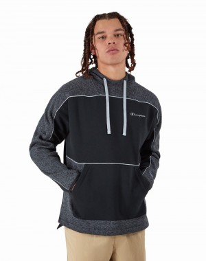 Men's Champio Knit Sweater Fleece Hoodie Black | L7RI91