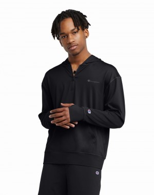 Men's Champio MVP All Day 1/4 Zip Hoodie Black | U9WQ82