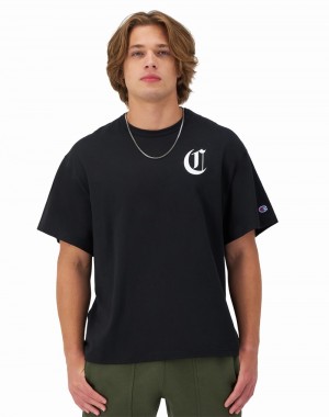 Men's Champio Midweight T Shirts Black | U9PY60