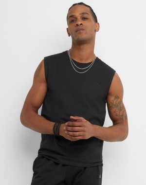 Men's Champio Muscle Tank Top Black | O1SQ98