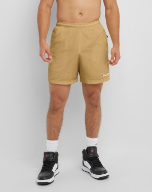 Men's Champio Nylon Warm-Up with Mesh Liner Shorts Brown | Q0KV86