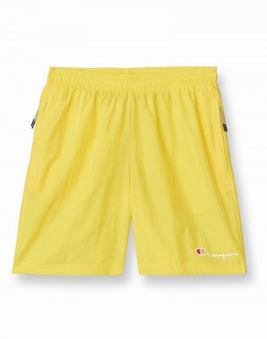 Men's Champio Nylon Warm Up Shorts Yellow | U0FJ00