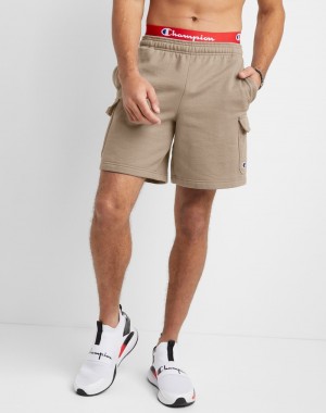 Men's Champio Powerblend Cargo Shorts Beige | H0WS54