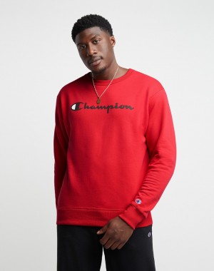 Men's Champio Powerblend Crewneck Sweatshirts Red | A9OJ74