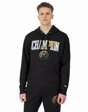 Men's Champio Powerblend Fleece Hoodie Black | S2AZ58