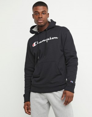 Men's Champio Powerblend Hoodie Black | H2YU03