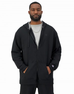 Men's Champio Powerblend Zip-Up Hoodie Black | T6YW08