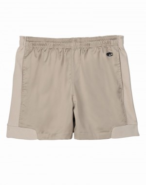 Men's Champio Premium Satin Archive Shorts Beige | S5WG93