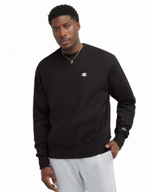 Men's Champio Reverse Weave Crewneck Sweatshirts Black | F2LU89