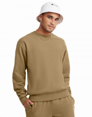 Men's Champio Reverse Weave Crewneck Sweatshirts Brown | J4EF12