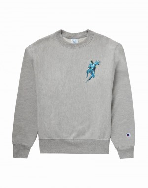 Men's Champio Reverse Weave Crewneck Sweatshirts Grey | K1WZ36