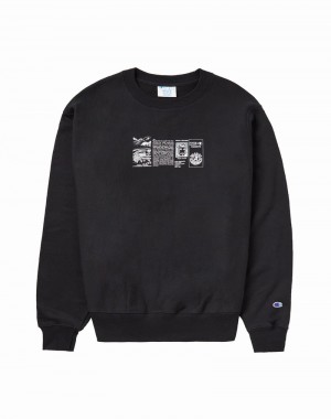 Men's Champio Reverse Weave Crewneck Sweatshirts Black | P4SG57