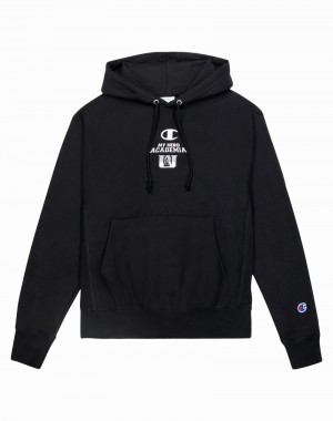 Men's Champio Reverse Weave Hoodie Black | F9CL55